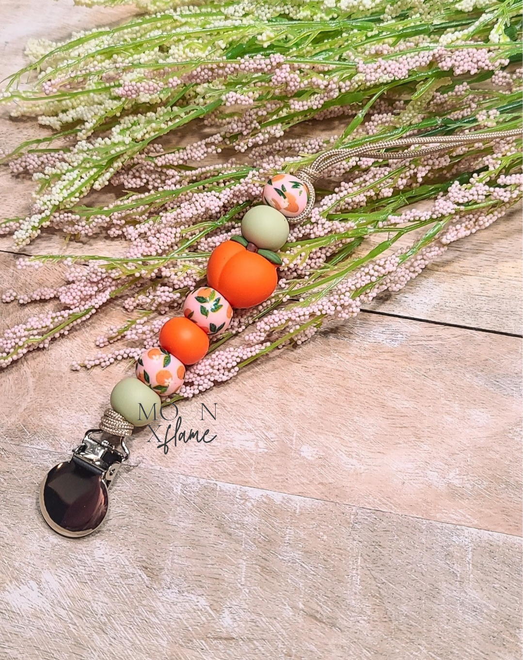 Peach Pacifier Clip