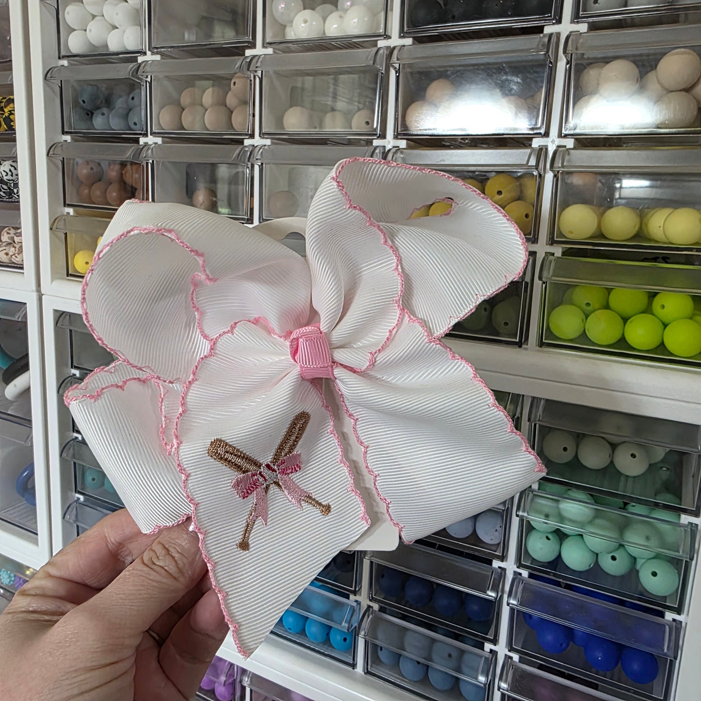 Pink Baseball Bow