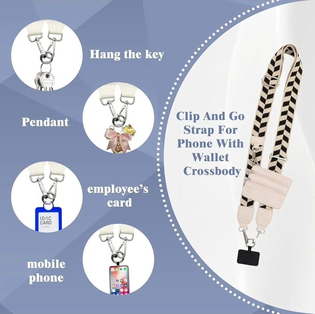 Leopard Crossbody Phone Strap w/ Zipper Pouch
