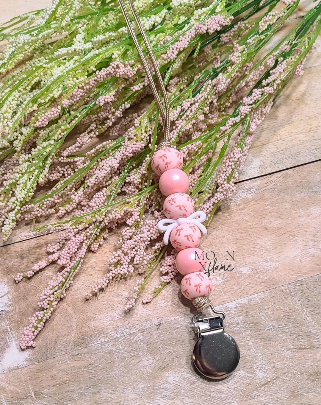 Girly Bow Coquette Pacifier Clip