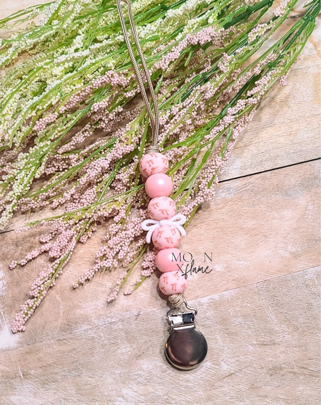 Girly Bow Coquette Pacifier Clip