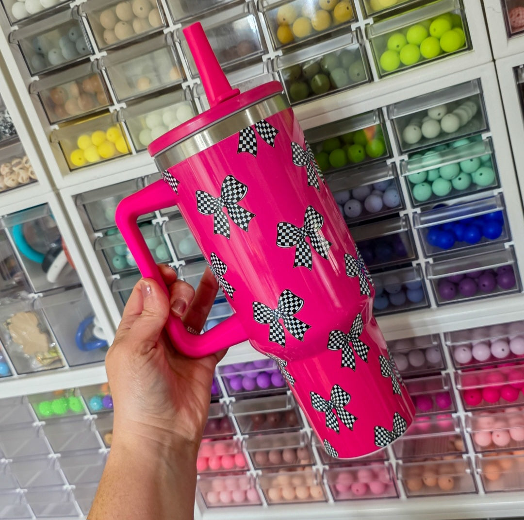 Hot Pink Bow 40oz Tumbler
