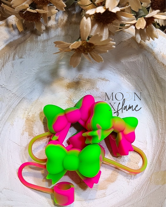 Neon Green/Pink Straw Topper