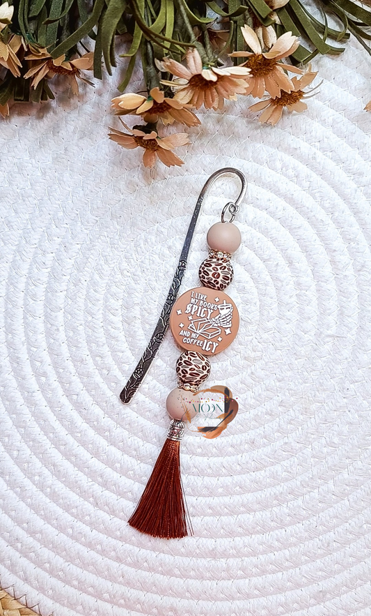 Coffee Icy Books Spicy Beaded Bookmark