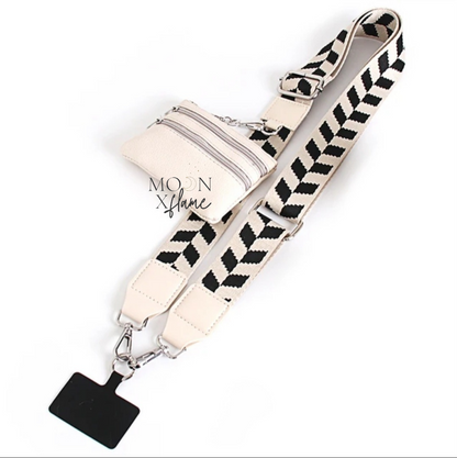 Chevron Crossbody Phone Strap w/ Zipper Pouch