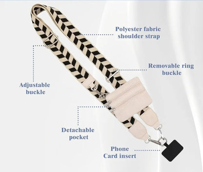 Leopard Crossbody Phone Strap w/ Zipper Pouch