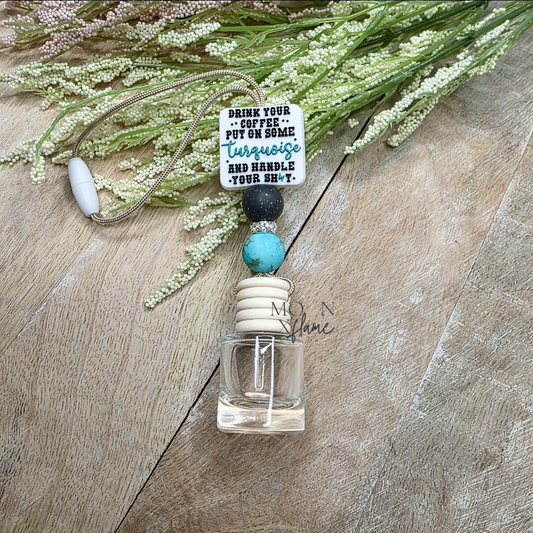 Coffee & Turquoise Beaded Car Diffuser