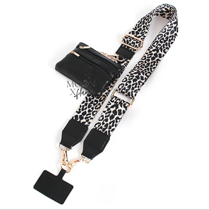 Leopard Crossbody Phone Strap w/ Zipper Pouch