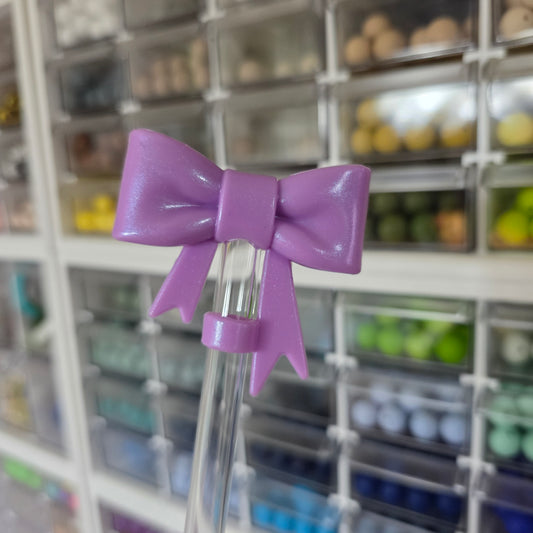 Purple Bow Straw Topper