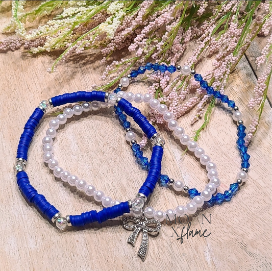 Blue Bow Coquette Tumbler Bracelet Stack