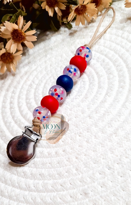 Red, White & Blue Pacifier Clip
