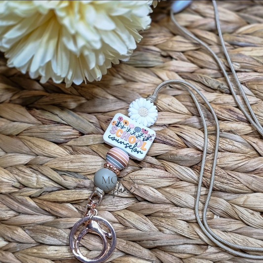 Floral School Counselor Lanyard