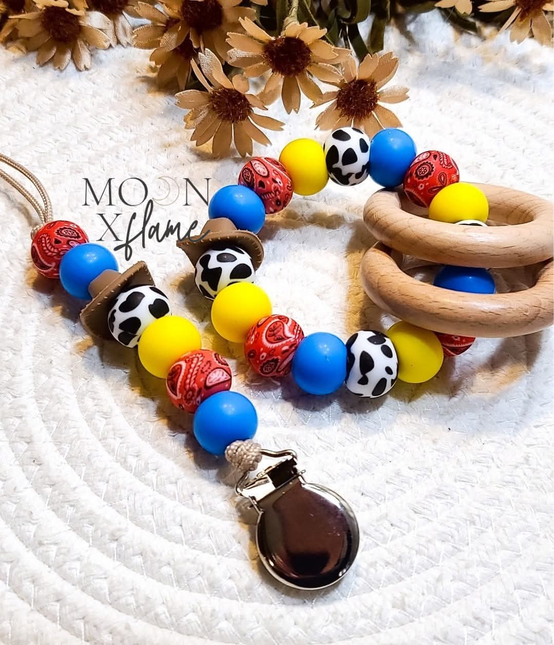 Cowboy Pacifier Clip/Teether Set