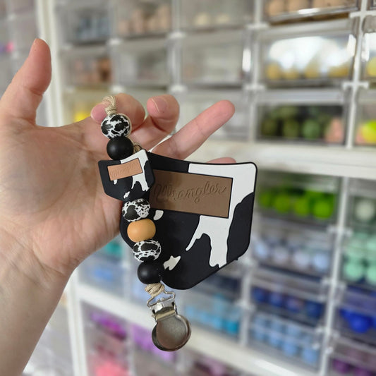 Cow Pocket Teether & Paci Clip Set
