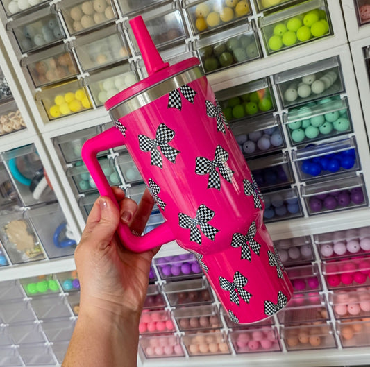 Hot Pink Bow 40oz Tumbler