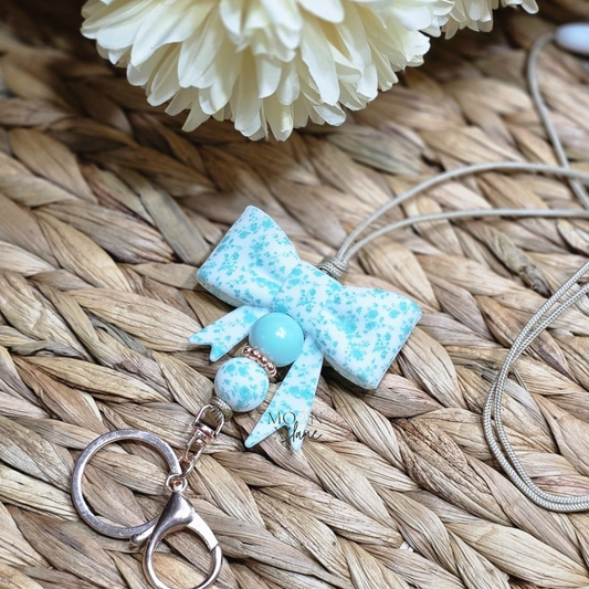 Teal Bow Floral Lanyard